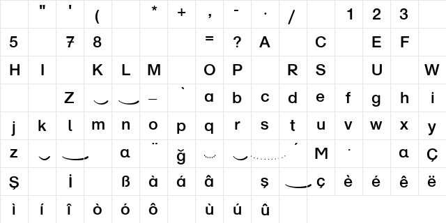 Norddruck Regular  glyph index