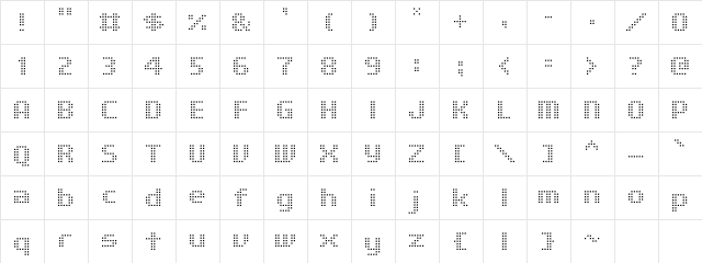 Fairfax Four Square  glyph index