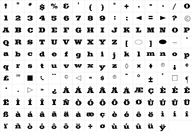 CgDavisonAmericana Medium  glyph index