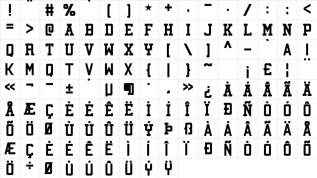 Viridian College Regular  glyph index