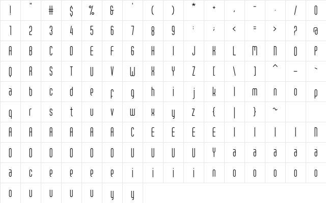 TonyTony Demo  glyph index