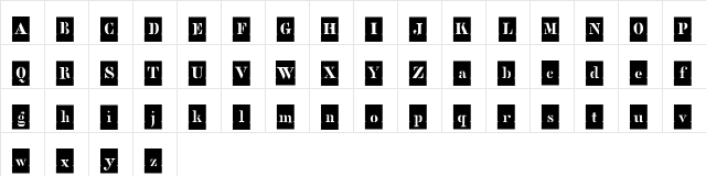 StencilFullBETA Regular  glyph index