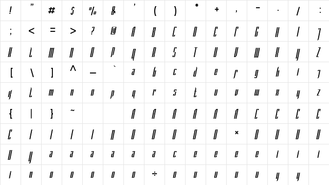 Unbockend Regular  glyph index