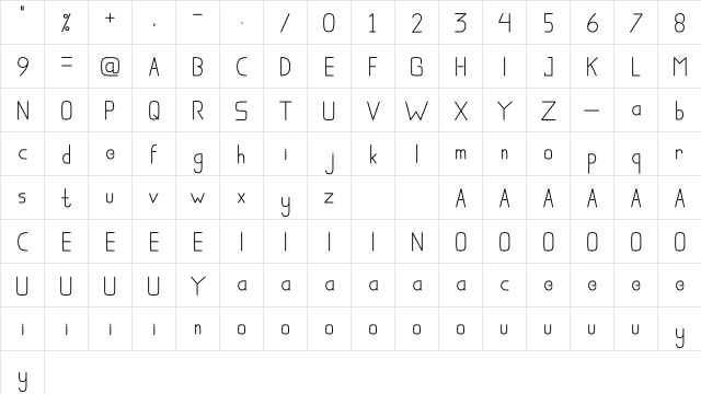The Moon Regular  glyph index