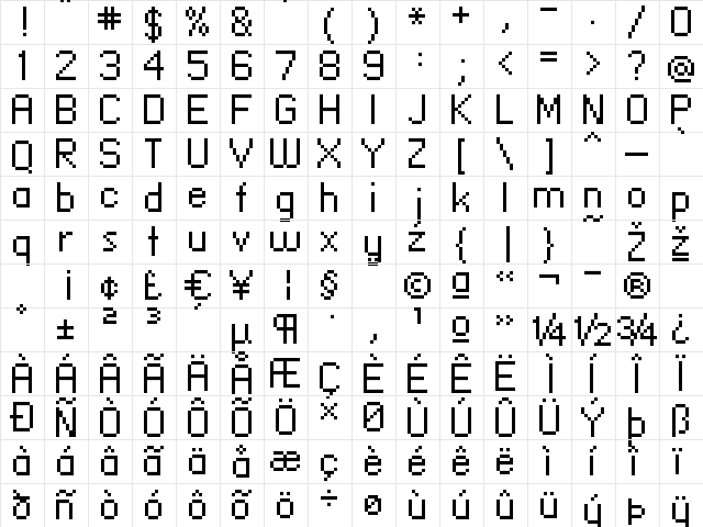standard 09_56 Regular  glyph index