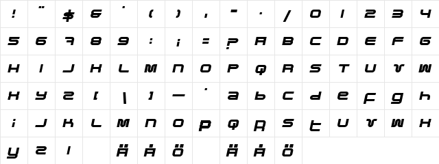 Pfuk BoldItalic  glyph index