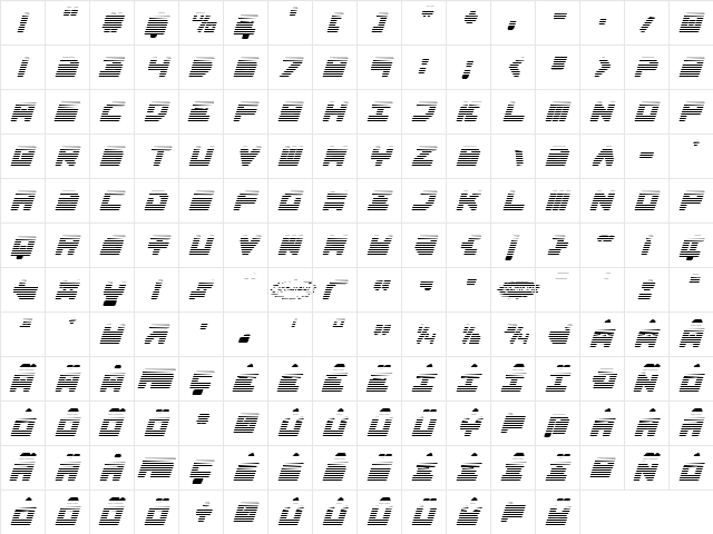 Omega-3 Gradient Italic Italic  glyph index