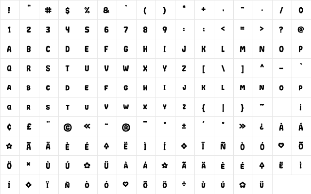 CRUMPLED Regular  glyph index