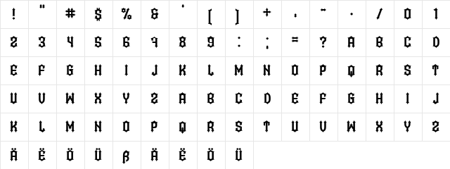Bramble Princess Regular  glyph index