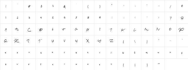 Sweet Heart Regular  glyph index