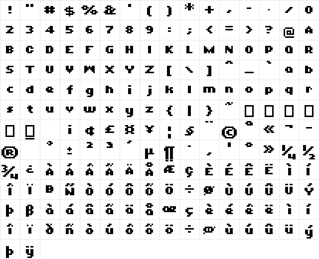 01Logistix Bold  glyph index