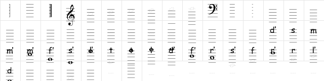 Kod?ly Regular  glyph index