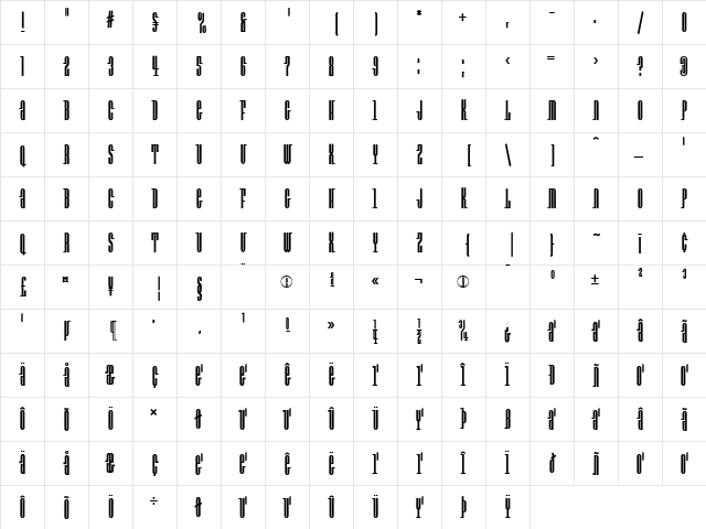 Exit Bold  glyph index