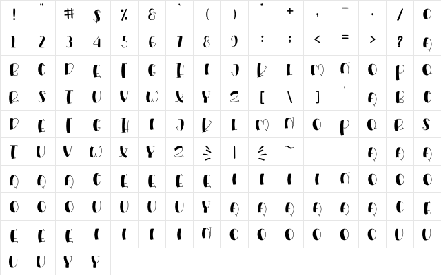 Fresh Milk Regular  glyph index