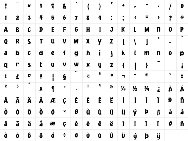 Jacoby Cond ICG Black Regular  glyph index