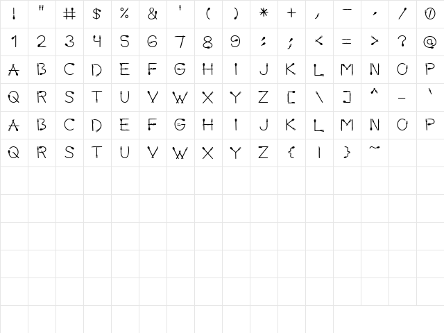 LD Utensils Regular  glyph index