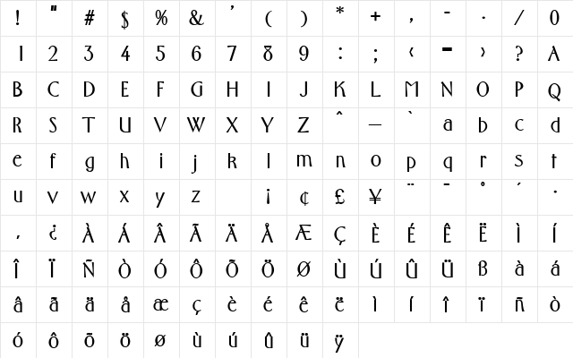 font149 Bold  glyph index