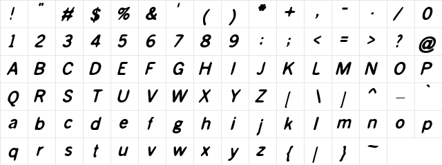Sleeping Sister Regular  glyph index
