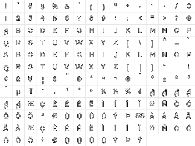 Fenwick Outline  glyph index