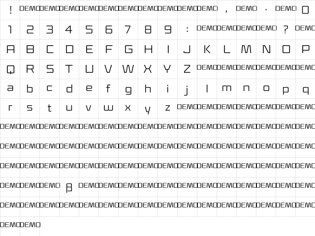 Klapt Regular  glyph index