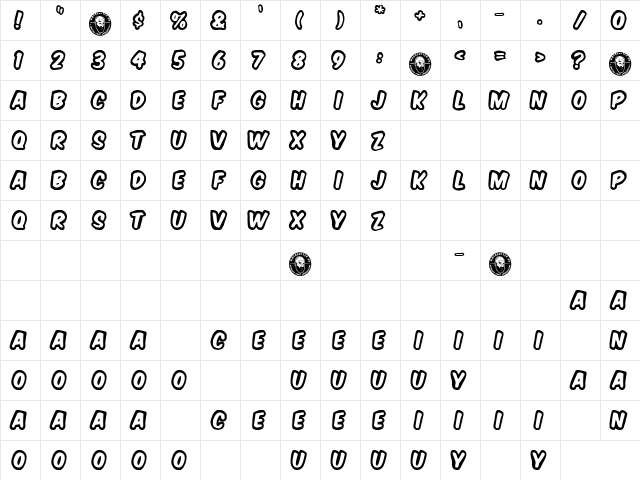 American Signs Regular  glyph index