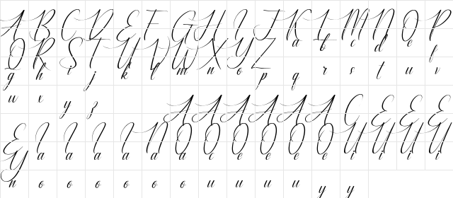 Ameralda Demo Regular  glyph index
