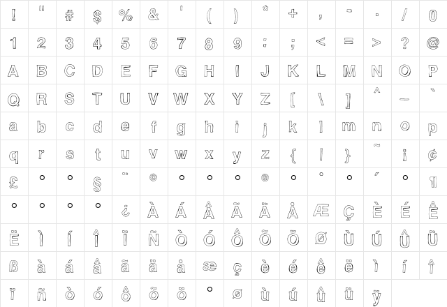 Flyerfonts DisEngage  glyph index