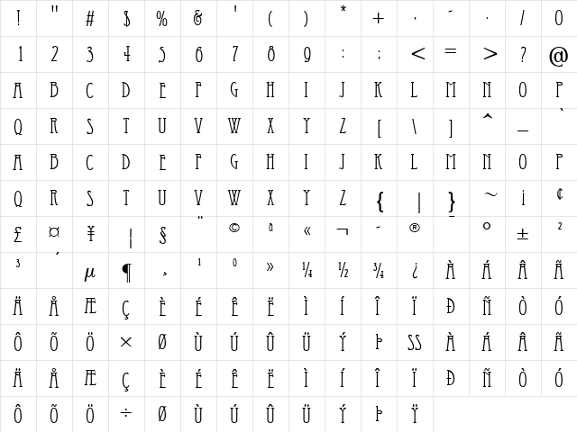 Already Gone 1 Regular  glyph index