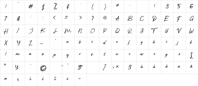 The Fighter Regular  glyph index