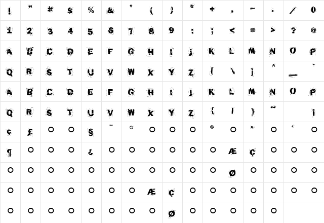 Housearrest Medium  glyph index