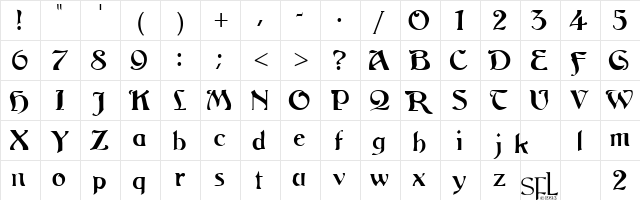 Bucephalus Regular  glyph index