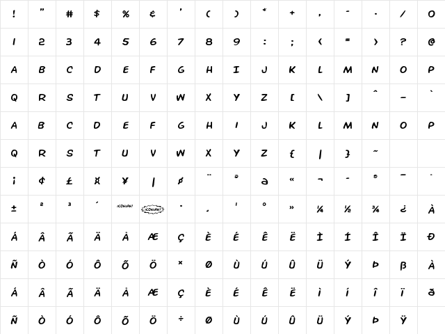 Overstreet Bible Expanded Expanded  glyph index