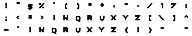 Fox Cavalier Regular  glyph index