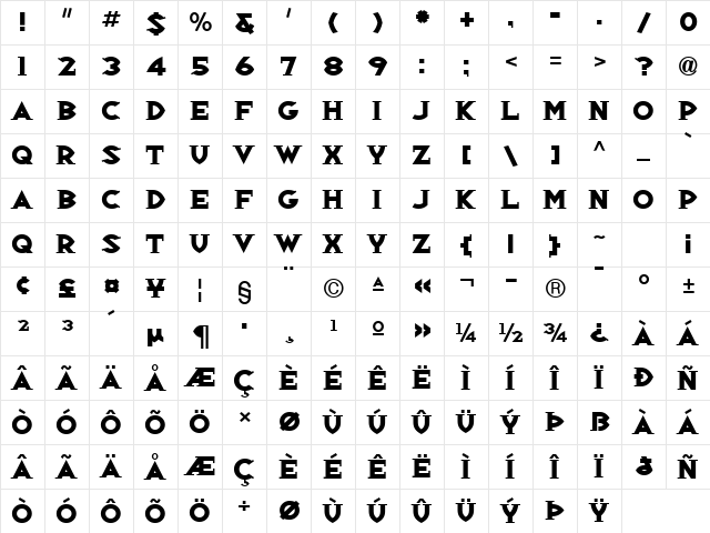 Republik Serif ICG 02 Regular  glyph index