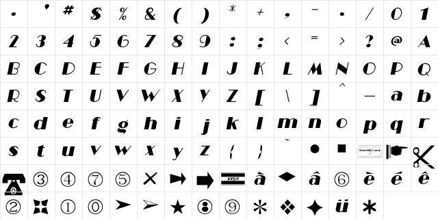 Case Regular  glyph index