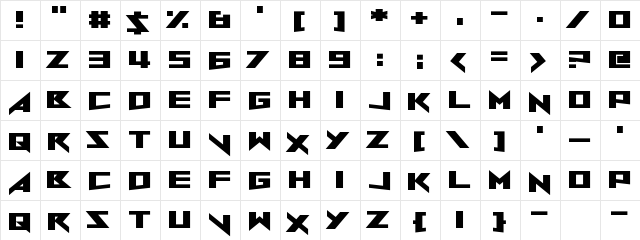North to South Regular  glyph index