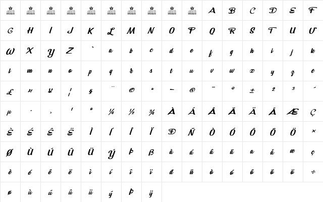 Death Before Chocolate Personal Regular  glyph index