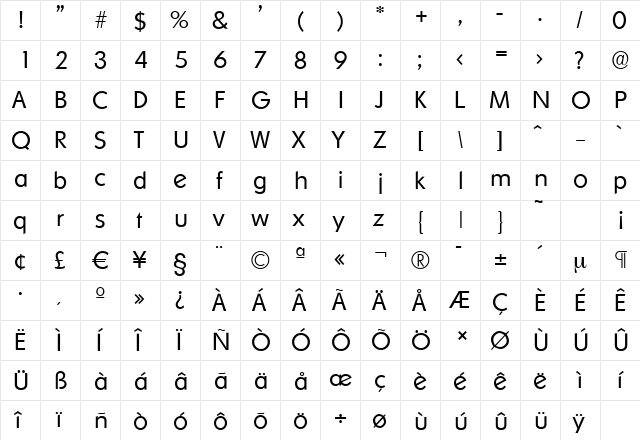 OrnitonsSerial-Light Regular  glyph index