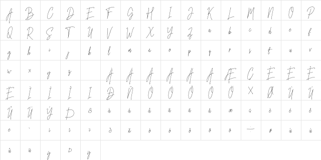 Mettallion Signature Regular  glyph index