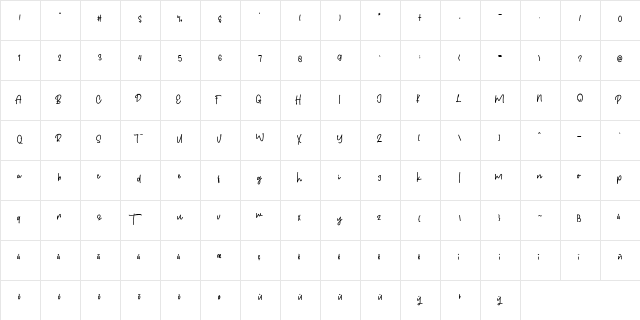 Chillhop Script  glyph index