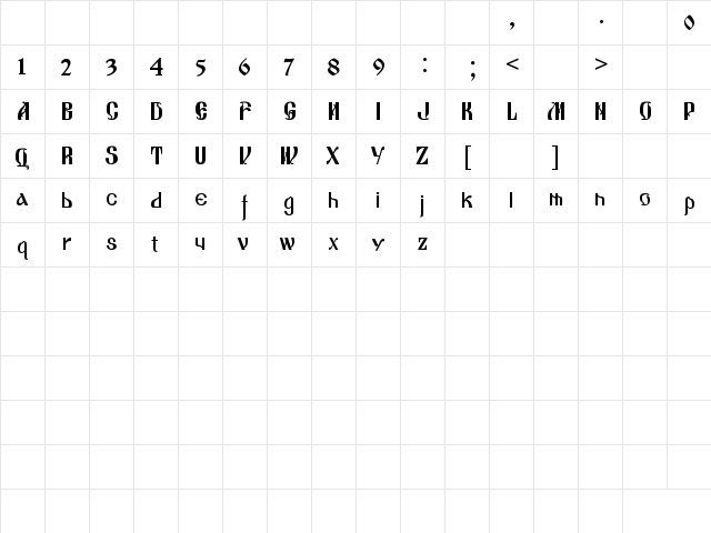 Lazov Regular  glyph index
