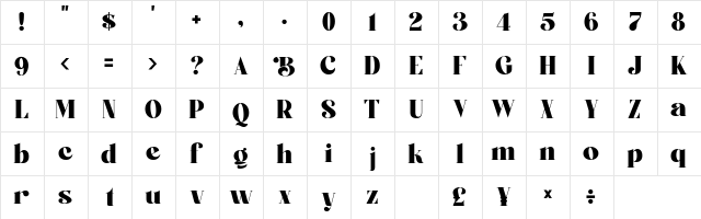 Boiling Demo Black  glyph index