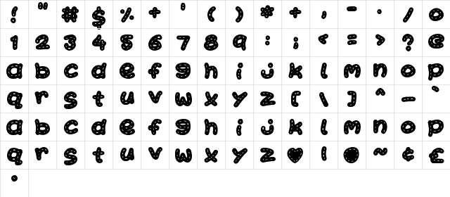 Kawaii Stitch Regular  glyph index