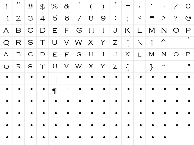 QTGraveure Regular  glyph index