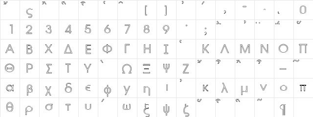 Byzantine Hollow Regular  glyph index