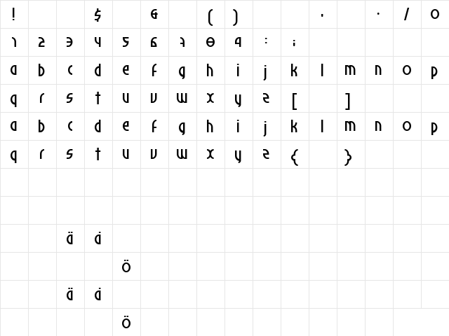 Palomino Regular  glyph index
