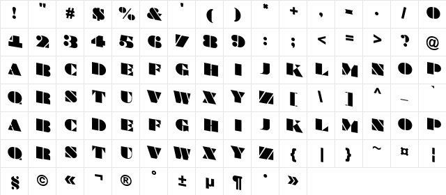 a_BraggaTitulSpDn Regular  glyph index