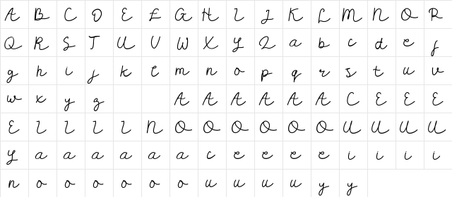 Carllis DEMO Bold  glyph index