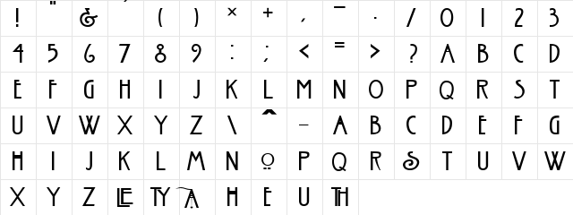 Nouveau Normal  glyph index