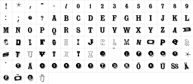WoodTypesMK Regular  glyph index